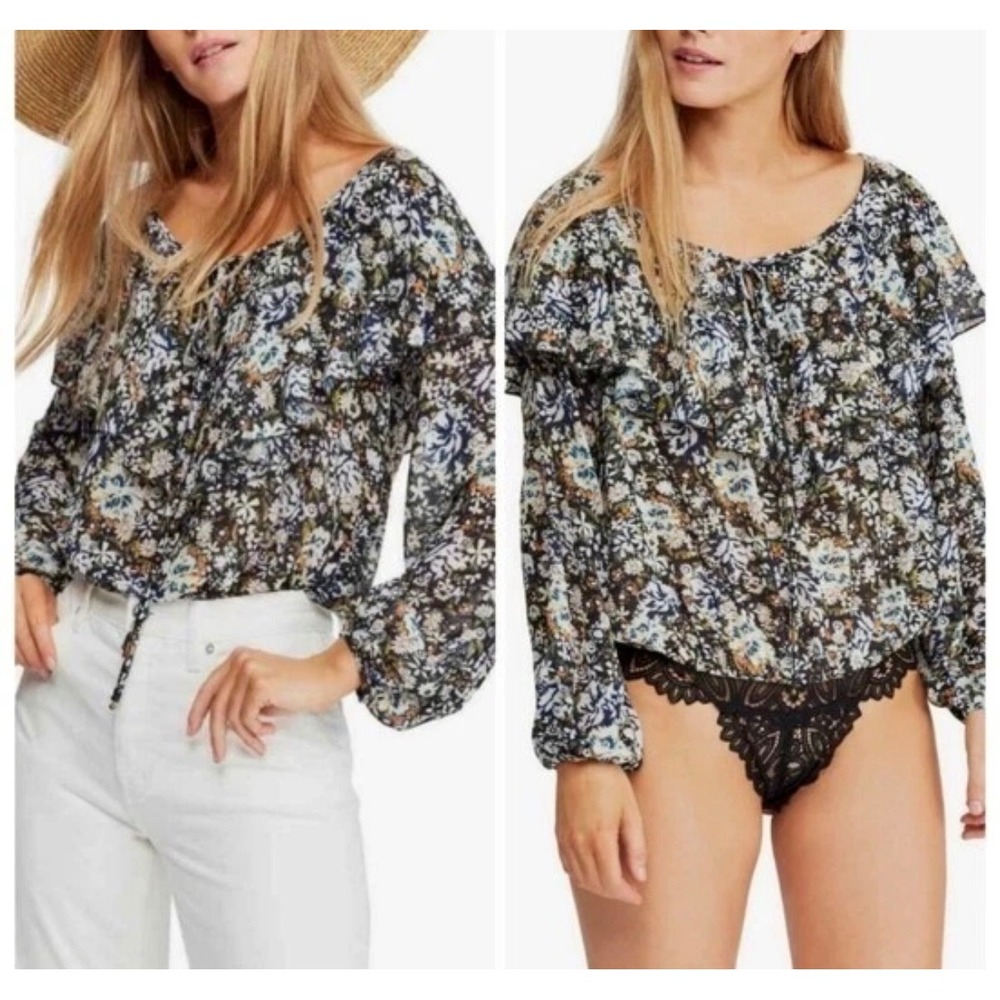 Free People Intimately Say It To Me Floral Bodysuit Medium Lace Black